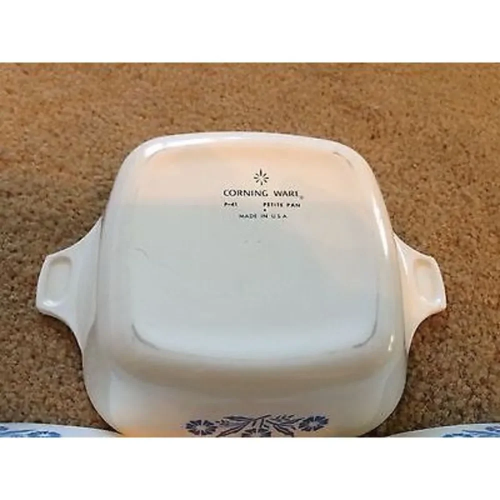 3 CORNING BLUE CORNFLOWER P-41 PETITE PAN CASSEROLE DISHES